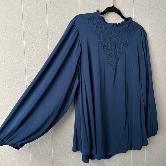 LuLaRoe Womens Top 2XL Puff Sleeves Smocked Relaxed Career Workwear Office Chic - Picture 5 of 11